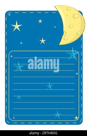 vector label with the stars and the moon on a blue background with lines for text Stock Vector