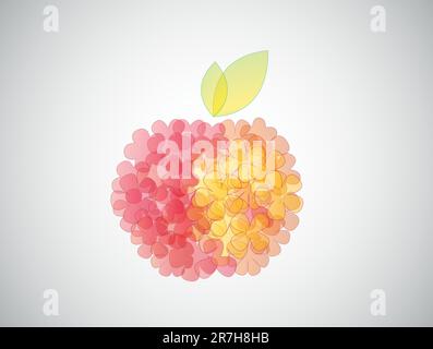 Colored apple on a gray background, icon Stock Vector