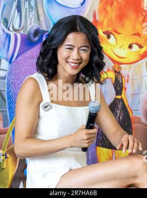 MIAMI, FL - JUNE 15: Actor Leah Lewis star of Disney and Pixar’s “ELEMENTAL” surprise kids at Boys and Girls Club of Miami on June 15, 2023 in Miami, Florida.  (Photo by Alberto E. Tamargo/Sipa USA) Stock Photo