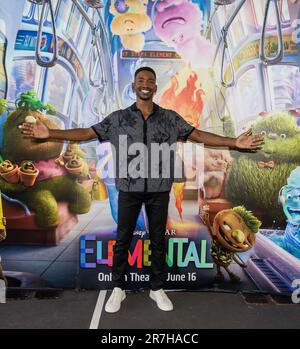 MIAMI, FL - JUNE 15: Actor Mamoudou Athie star of Disney and Pixar’s “ELEMENTAL” surprise kids at Boys and Girls Club of Miami on June 15, 2023 in Miami, Florida.  (Photo by Alberto E. Tamargo/Sipa USA) Stock Photo