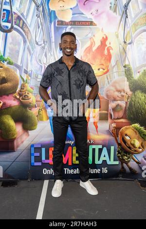 MIAMI, FL - JUNE 15: Actor Mamoudou Athie star of Disney and Pixar’s “ELEMENTAL” surprise kids at Boys and Girls Club of Miami on June 15, 2023 in Miami, Florida.  (Photo by Alberto E. Tamargo/Sipa USA) Stock Photo