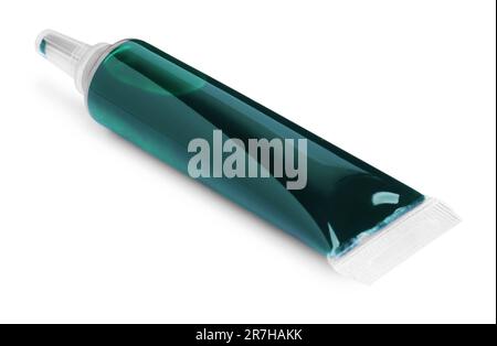 Tube with dark green food coloring isolated on white Stock Photo - Alamy