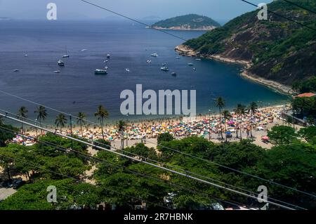 Aerial view of Rio de Janeiro Federal University (Praia Vermelha campus)  nearby the Yacht Club in Urca district under summer afternoon sunny day  Stock Photo - Alamy