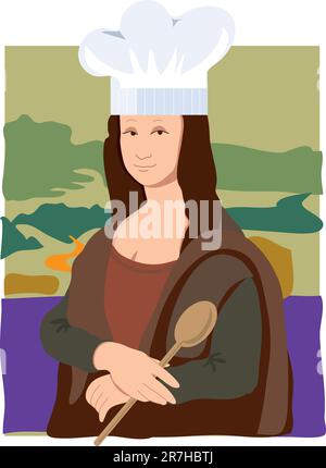 The Mona Lisa dressed as a chef Stock Vector