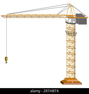 tridimensional crane drawing, isolated on white background; abstract art illustration Stock Vector