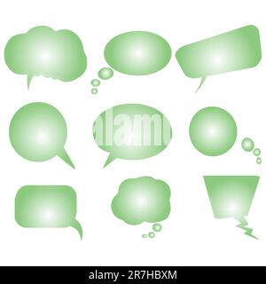 collection of green stylized text bubbles, vector art illustration; more text bubbles in my gallery Stock Vector