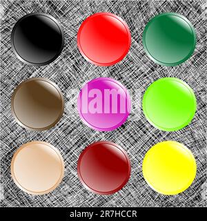 round web buttons over white stripes, abstract art illustration Stock Vector