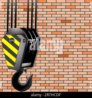 crane hook over wall background, abstract art illustration Stock Vector