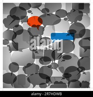 Abstract background made from anonymous speech bubbles with two different highlighted bubbles Stock Vector