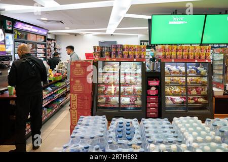 KUALA LUMPUR, MALAYSIA - CIRCA MARCH, 2023: interior shot of 7-eleven store. Stock Photo