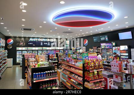 KUALA LUMPUR, MALAYSIA - CIRCA MARCH, 2023: interior shot of 7-eleven store. Stock Photo