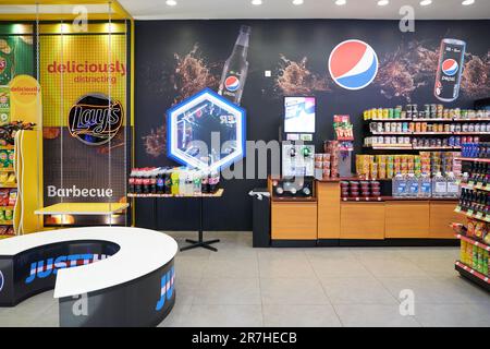 KUALA LUMPUR, MALAYSIA - CIRCA MARCH, 2023: interior shot of 7-eleven store. Stock Photo