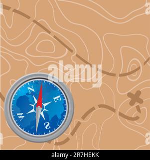 Map and compass. Vector illustration for you design Stock Vector