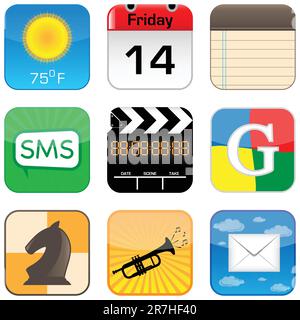 Set Of Icons For Mobile Phones And Web Apps Stock Vector