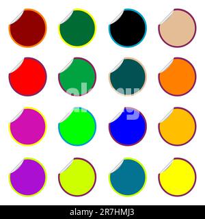 round colored stickers isolated on white, vector art illustration; more stickers in my gallery Stock Vector