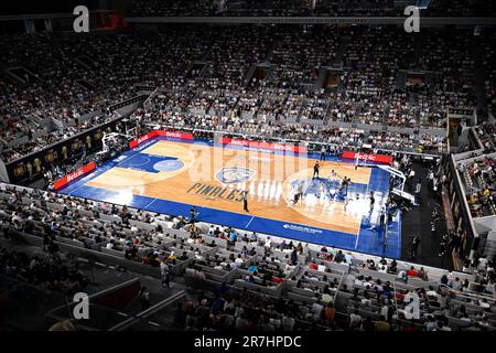 Paris, France. 15th June, 2023. General view (overview atmosphere or ambiance ambience illustration) during the Betclic elite basketball match (final) between AS Monaco (ASM) and Metropolitans 92 (Mets or Boulogne-Levallois) at Roland Garros on June 15, 2023 in Paris, France. Credit: Victor Joly/Alamy Live News Stock Photo