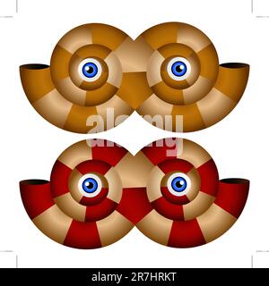 An image of a halloween shell mask set. Stock Vector