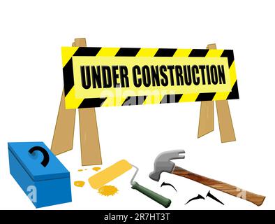 Under construction scene, on white background, vector illustration Stock Vector
