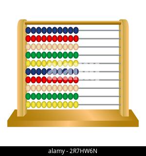 wooden abacus against white background, abstract vector art illustration Stock Vector