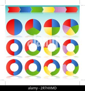An image of a various colorful circle arrows with transparent drop shadows. Stock Vector