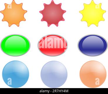 Collection of brightly colored, glossy web  elements Stock Vector