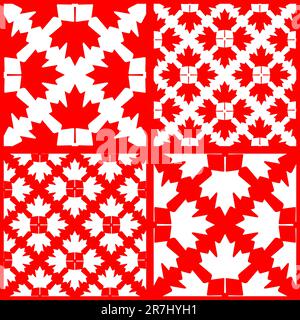 vector set of seamless maple leaf patterns Stock Vector