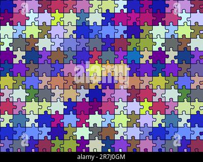 retro seamless puzzle texture, abstract pattern; vector art illustration Stock Vector
