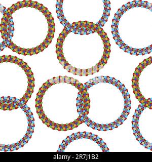 rings seamless pattern, abstract texture; vector art illustration Stock Vector