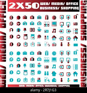 100 red and blue vector environmental icons and design-elements Stock Vector
