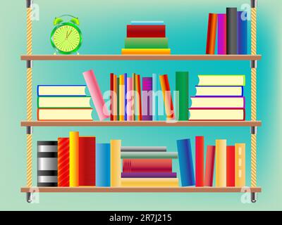 suspended bookshelf, abstract vector art illustration Stock Vector