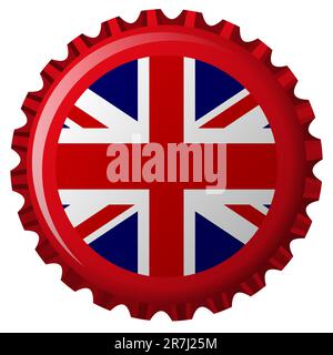 united kingdom stylized flag on bottle cap, abstract vector art illustration Stock Vector