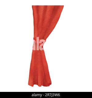 Classic elegant red curtain for the interior of a cozy home. Family evenings. Velvet purple curtain of the theater, museum, performance, circus Stock Photo