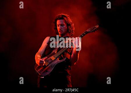 Clisson, France. 18th June, 2023. Jack Black with Tenacious D performing  live on stage during Hellfest Open Air Festival in Clisson, France on June  18, 2023. Photo by Julien Reynaud/APS-Medias/ABACAPRESS.COM Credit: Abaca