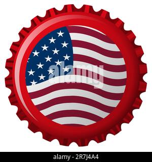 united states stylized flag on bottle cap, abstract vector art illustration Stock Vector
