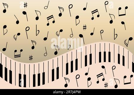 Various music notes on piano Stock Vector