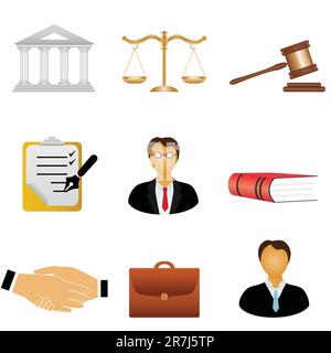 Law and justice related symbols Stock Vector