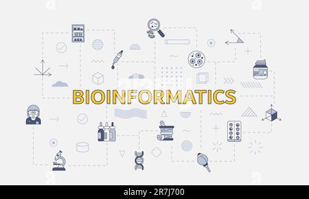 bioinformatics concept with icon set template banner with modern blue ...