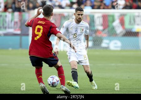 Jorginho of Italy during the UEFA Nations League Semi-final football match between Spain and Italy on June 15, 2023 at De Grolsch Veste, FC Twente stadium in Enschede, Netherlands Stock Photo