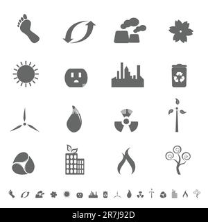 Ecologic symbols in icon set Stock Vector
