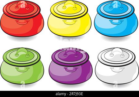 Cartoon colorful casserole. Illustration for design on white background Stock Vector