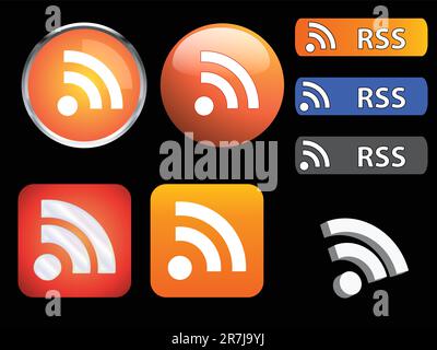 RSS icons and buttons - vector illustration Stock Vector