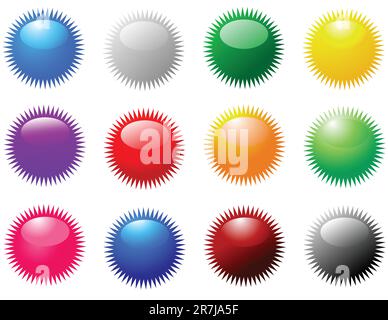 colored round sticker icons Stock Vector