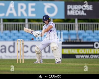 Emma Lamb batting for England against Australia A in a 3 day warm-up game ahead of the Women’s Test Match. Stock Photo