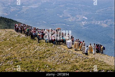 Italy Basilicata Lagonegro Sirino mount -Madonna del Sirino feast - third Sunday of September - procession Stock Photo