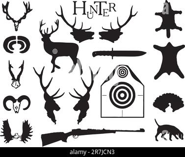 Symbolism to the theme Hunting, for design works, vector. Stock Vector