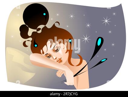 Illustration of a sleeping woman. Stock Vector
