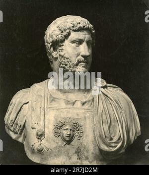 Ancient marble bust statue of Roman Emperor Hadrian, Italy 1900s Stock Photo