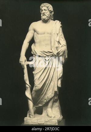 Statue of Asclepius, ancient Greek God of Medicine. After a 17th ...