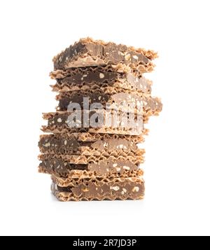 Sweet chocolate wafer isolated on the white background. Stock Photo