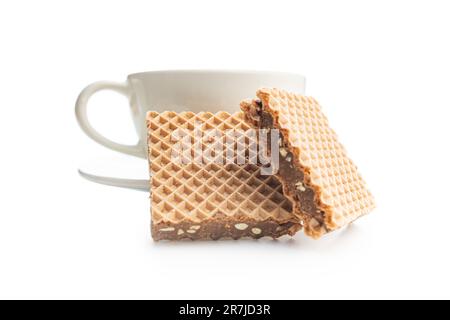 Sweet chocolate wafer isolated on the white background. Stock Photo